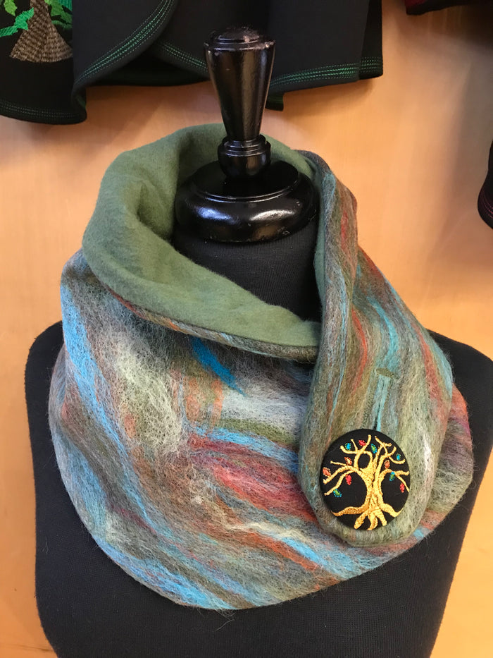 Tree Spirit Felted Cowl with Nature’s Horizon Palette