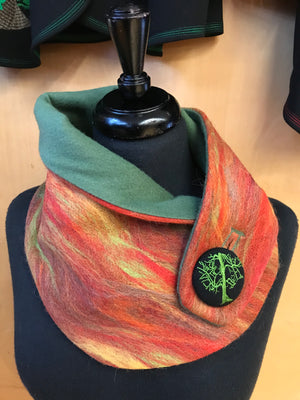 Tree Spirit Felted Cowl with Copper Blaze Palette