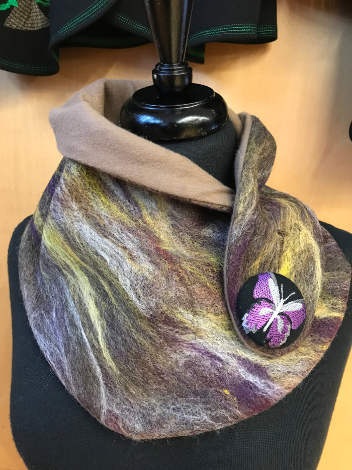 Butterfly Spirit Felted Cowl with Earthly Harmony Palette