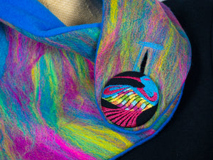 Rainbow Hummingbird Spirit Cowl with Sky Blue Lining