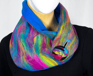 Rainbow Hummingbird Spirit Cowl with Sky Blue Lining