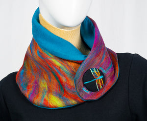 Rainbow Dragonfly Spirit Cowl with Teal Lining