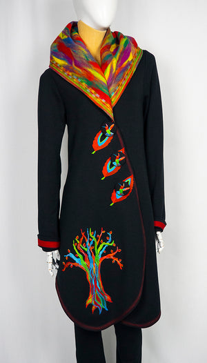 Rainbow Gnarly Tree Spirit Fitted Lace Up Coat